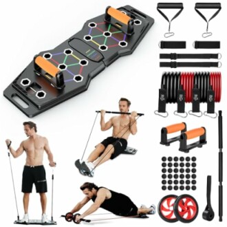 LALAHIGH Home Workout Equipment for Women, Multifunction Push Up Board,  Portable Home Gym System with Resistance Bands,Ab Roller Wheel, and 20 Gym  Accessories, Professional Strength Training Exercise Equipment For Body  Shaping 